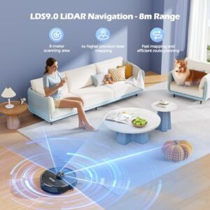 Lubluelu Robot Vacuum Cleaner with Mop, 5000Pa suction, Lidar navigation, and real-time mapping for carpets and hard floors  