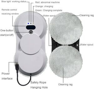 Soflightmok Window Cleaner Robot with double water spray and powerful suction