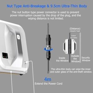 Window Vacuum Cleaning Robot with remote control, powerful suction, and cleaning routes for spotless windows
