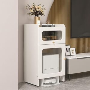 Robot Vacuum Cleaner Storage Cabinet with Freestanding Rack and 2 Doors