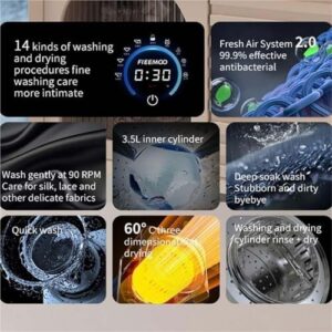 XGHDPBM Mini Washing Machine with Wall-Mounted Design, Full-Automatic Function, and Low Noise