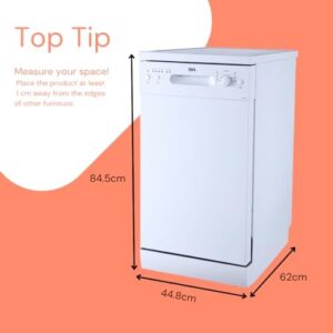 SIA SFSD45W Freestanding Slimline Dishwasher – Energy Efficient, 9 Place Settings, Quick Wash