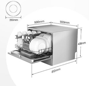 COMFEE' KWH-TD602E-S Freestanding Compact Dishwasher in silver with LED display