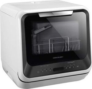 Cookology CMDW2 Compact Mini Portable Counter Top Dishwasher in Silver, 7 Wash Cycles, Eco-Friendly Mode, and Baby Bottle Rack