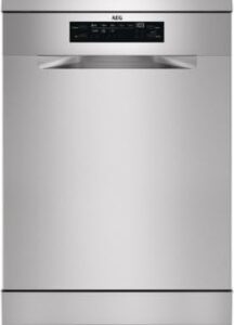 AEG FFB73727PM Dishwasher in a modern kitchen, showcasing its sleek design and spacious interior