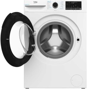 Beko BM3WT4841IW Freestanding Washing Machine, White, 8kg Load, Energy Class A, Front View