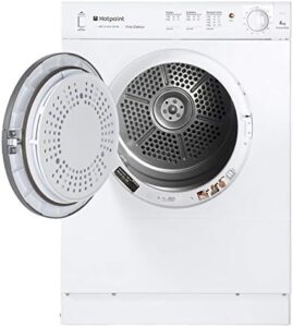 Hotpoint 4kg NV4D 01 P Vented Freestanding Dryer White in a modern kitchen setting
