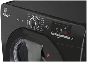Hoover HLEC9DGB H-Dry 300 9kg Condenser Tumble Dryer in black, showcasing sensor dry and NFC features  