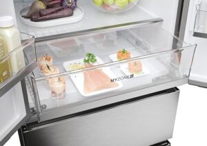 HFR5719EWMP Non-Plumbed Total No Frost American Fridge Freezer in Platinum Inox