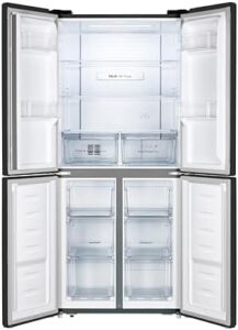 Fridgemaster MQ79394EB Freestanding American 4 Door Fridge Freezer 427L, Black, Total No Frost
